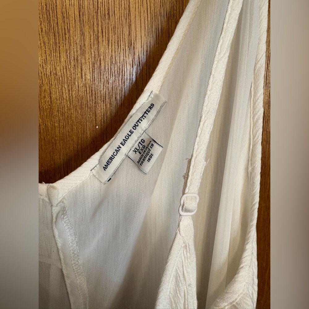 American Eagle Outfitters Cream Spaghetti Strap Dress with Tassel Detail - Picture 2 of 9